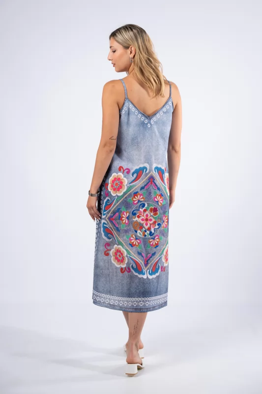 Φόρεμα Τιράντες Multicolor-Denim