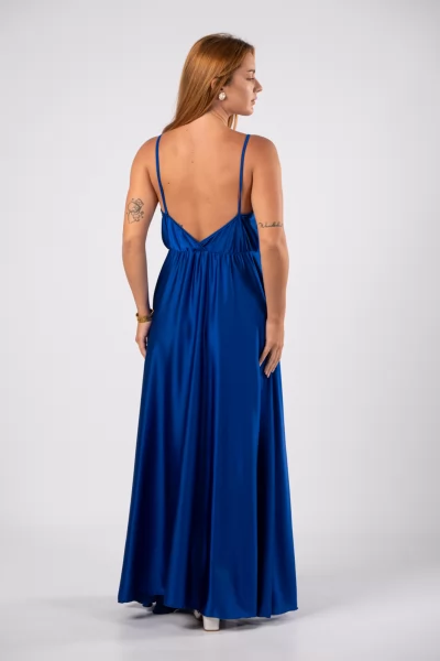 Φόρεμα Τιράντες Σατέν Μπλε Ρουά