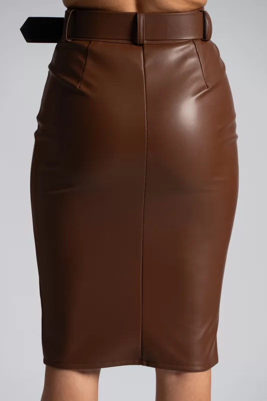 Skirt Leatherette Midi Buttons