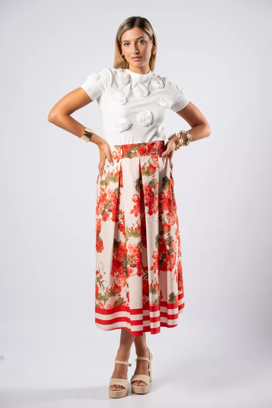 Skirt Fleurs Multi-Cream