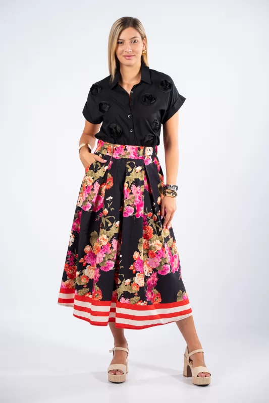 Skirt Fleurs Multi-Black