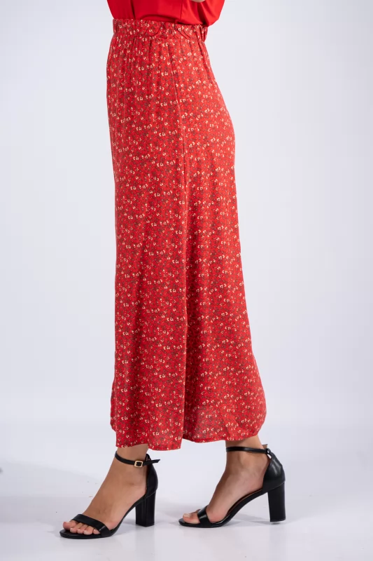 Skirt Floral Buttons Red