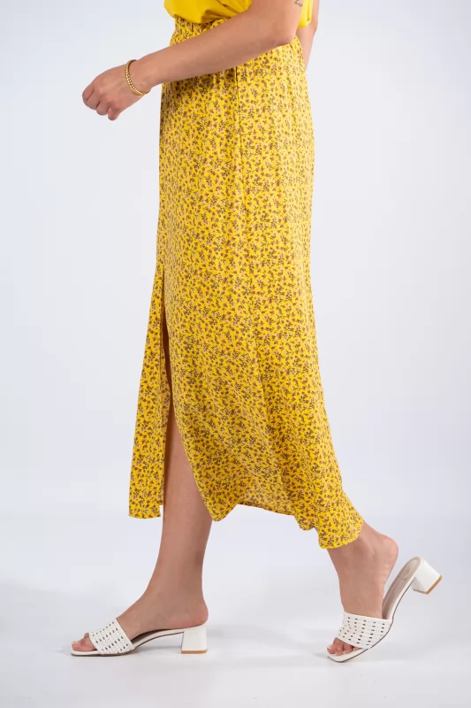 Skirt Floral Buttons Yellow