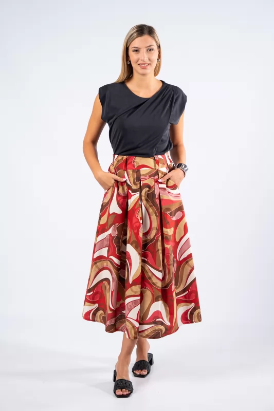 Skirt Leaves Multi-Wine Red