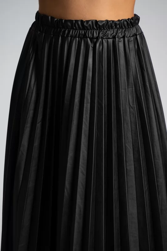 Skirt Maxi Leatherette Pleated