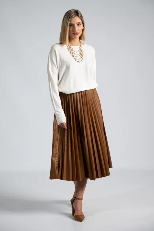 Skirt Maxi Leatherette Pleated