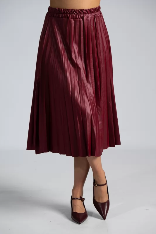 Skirt Maxi Leatherette Pleated