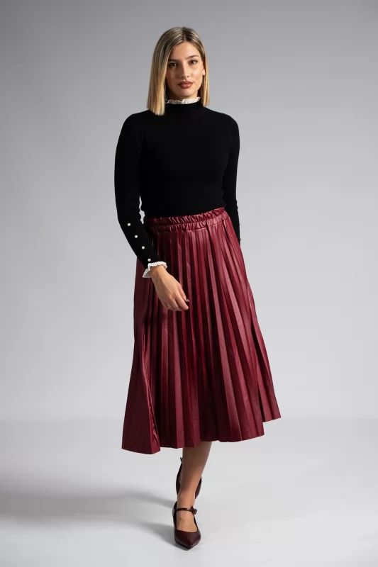 Skirt Maxi Leatherette Pleated