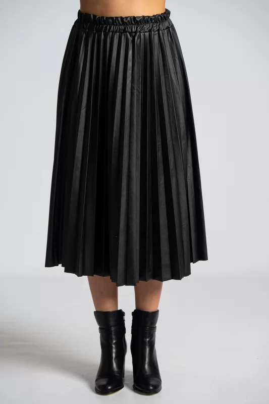 Skirt Maxi Leatherette Pleated