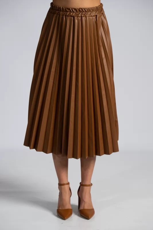 Skirt Maxi Leatherette Pleated