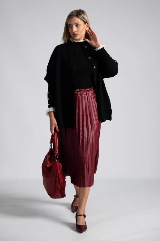 Skirt Maxi Leatherette Pleated