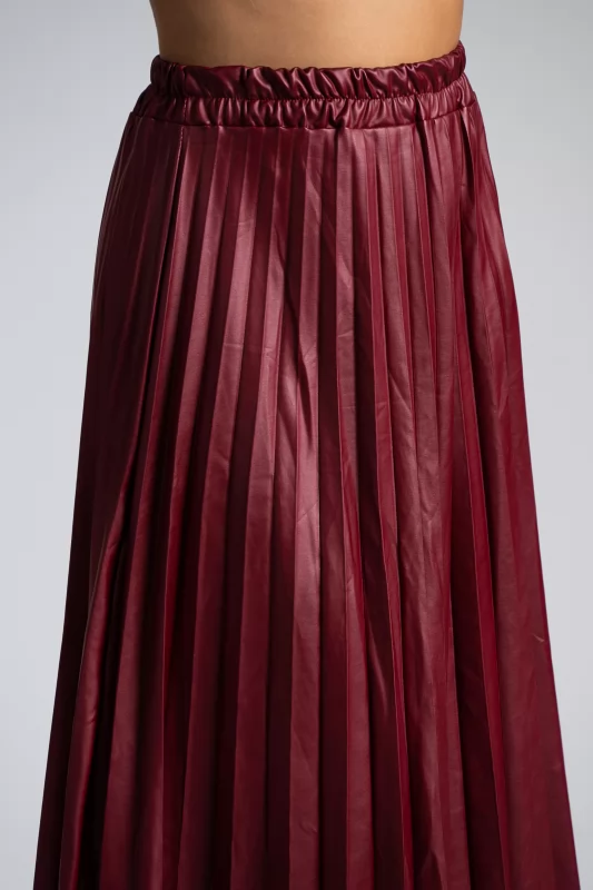 Skirt Maxi Leatherette Pleated