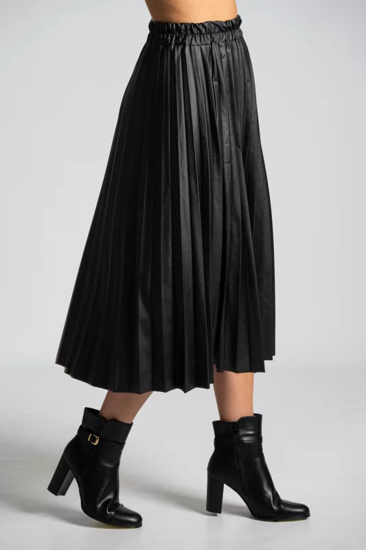 Skirt Maxi Leatherette Pleated