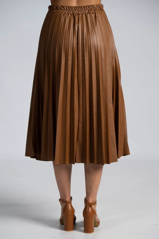 Skirt Maxi Leatherette Pleated