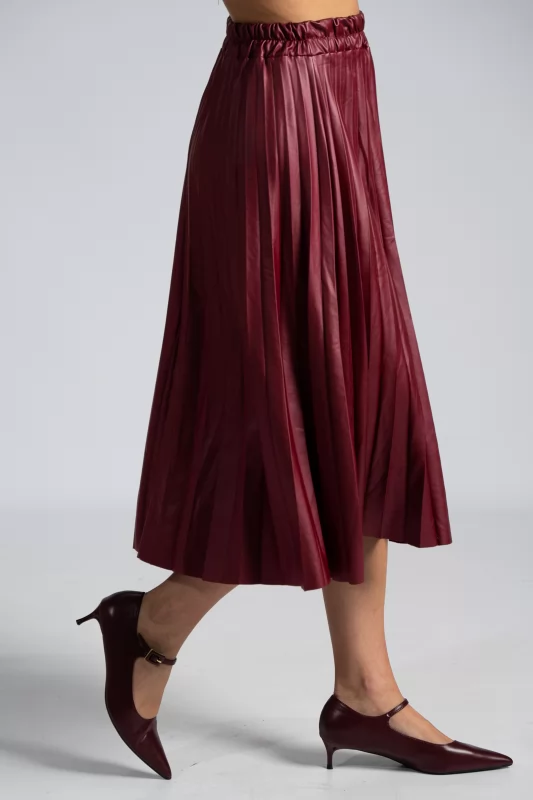 Skirt Maxi Leatherette Pleated