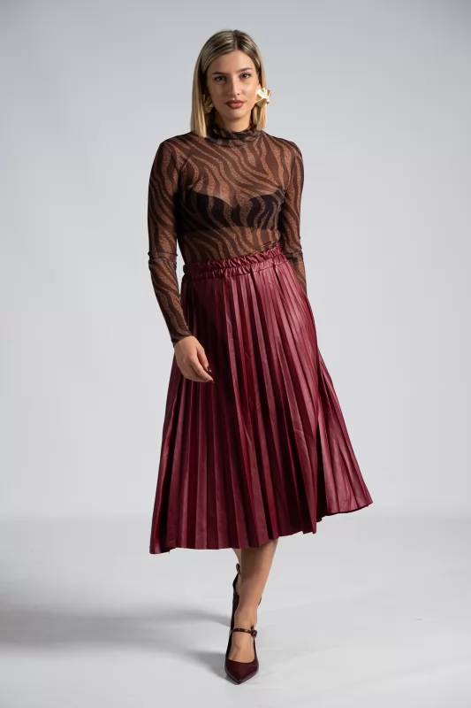 Skirt Maxi Leatherette Pleated