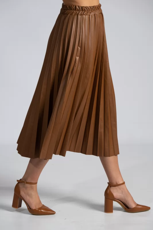 Skirt Maxi Leatherette Pleated