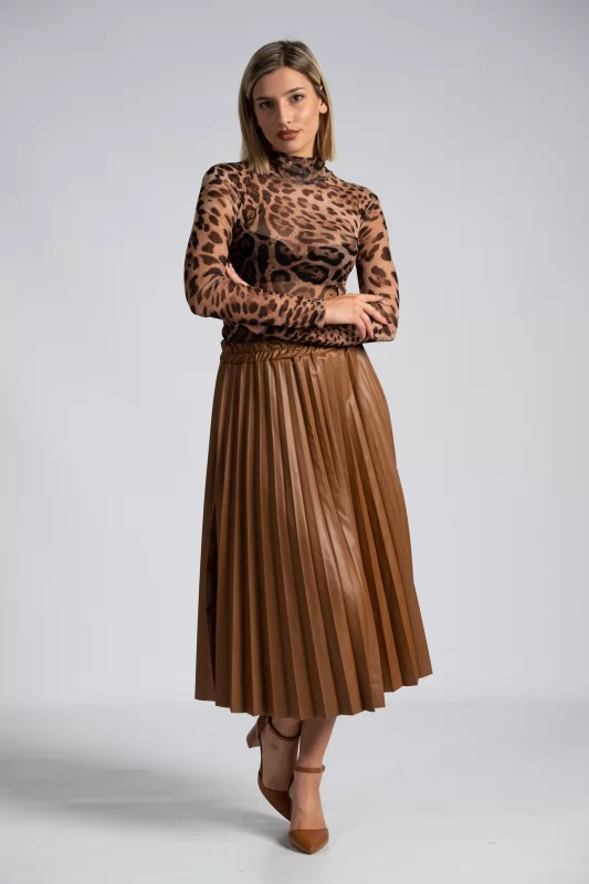 Skirt Maxi Leatherette Pleated