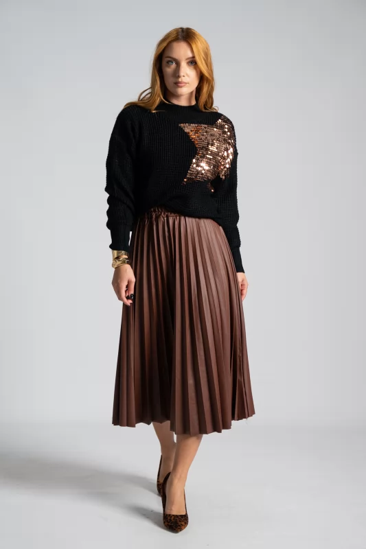 Skirt Maxi Leatherette Pleated