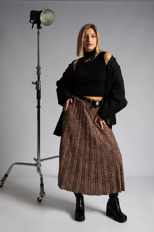 Skirt Maxi Pleated Belt