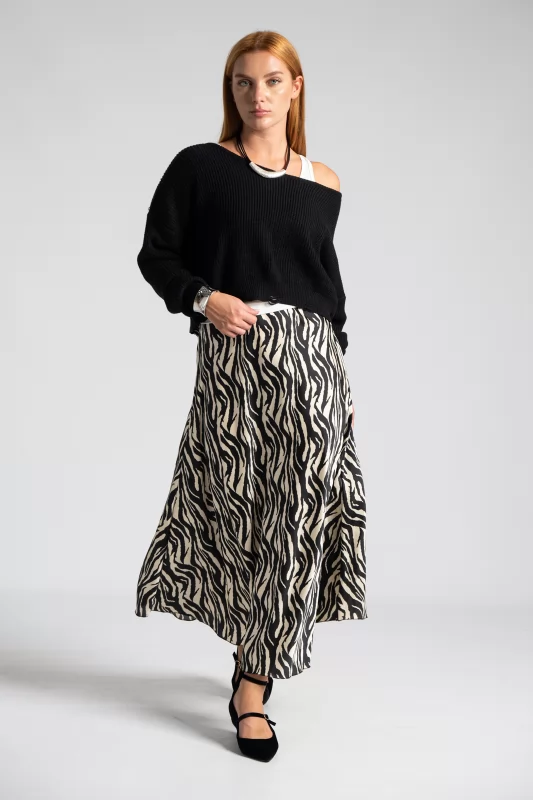 Skirt Maxi Satin Zebra