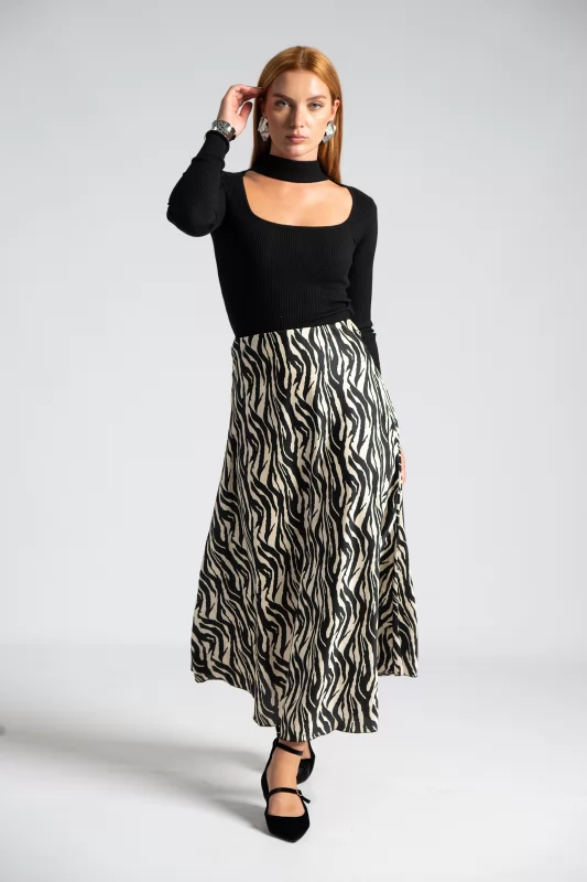 Skirt Maxi Satin Zebra