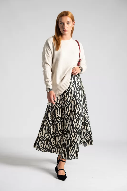 Skirt Maxi Satin Zebra