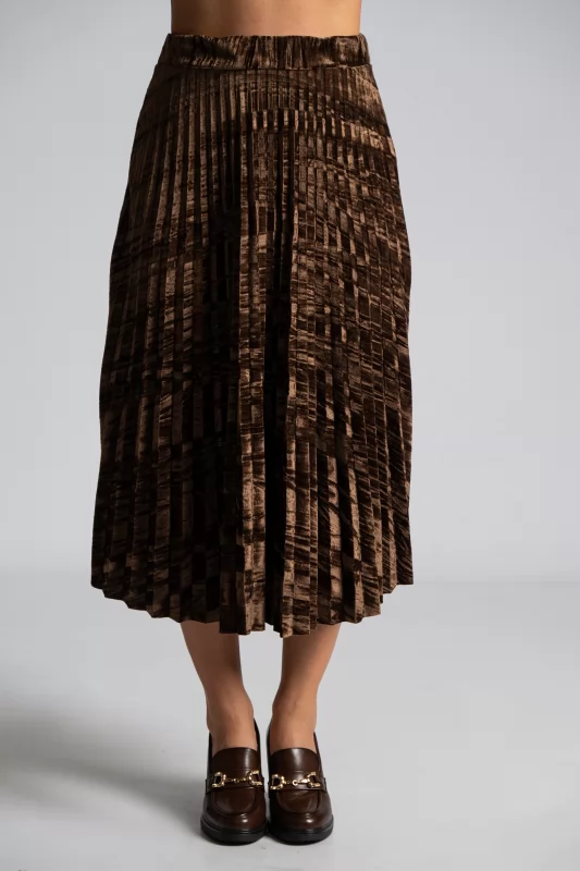 Midi Skirt Pleated Velvet