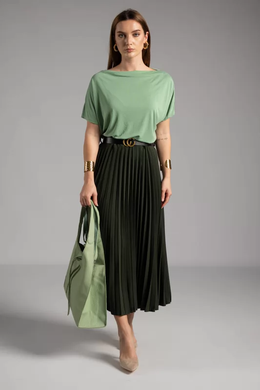 Skirt Midi Pleated Belt