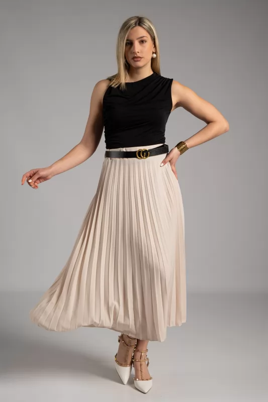 Skirt Midi Pleated Belt