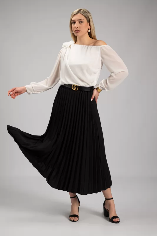 Skirt Midi Pleated Belt