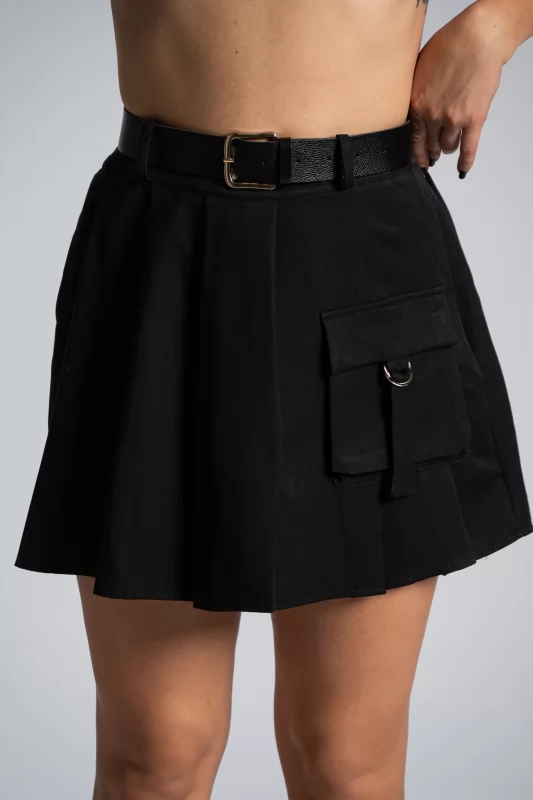 Mini Skirt Pleated Belt