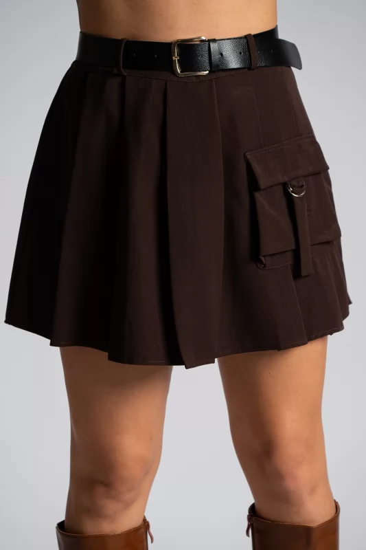 Mini Skirt Pleated Belt