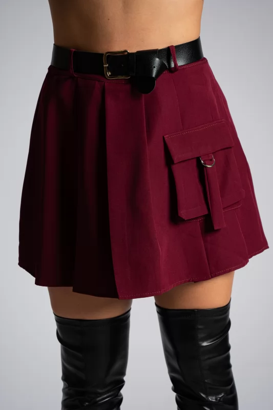 Mini Skirt Pleated Belt