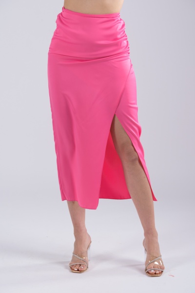 Satin Skirt Slit Bubblegum