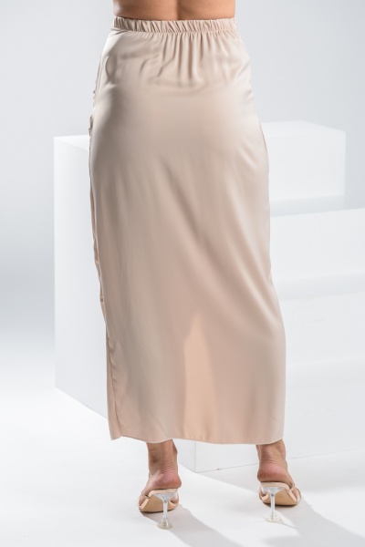 Satin Skirt Slit Beige