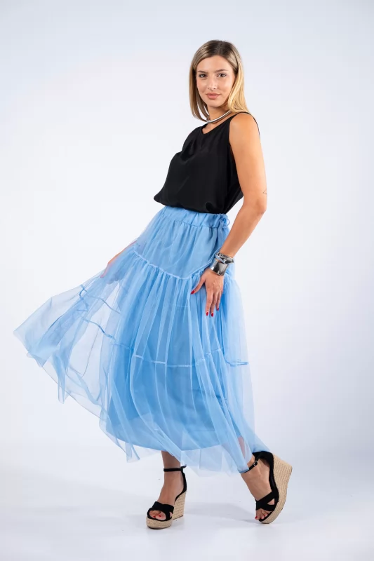 Skirt Tulle Belt Blue