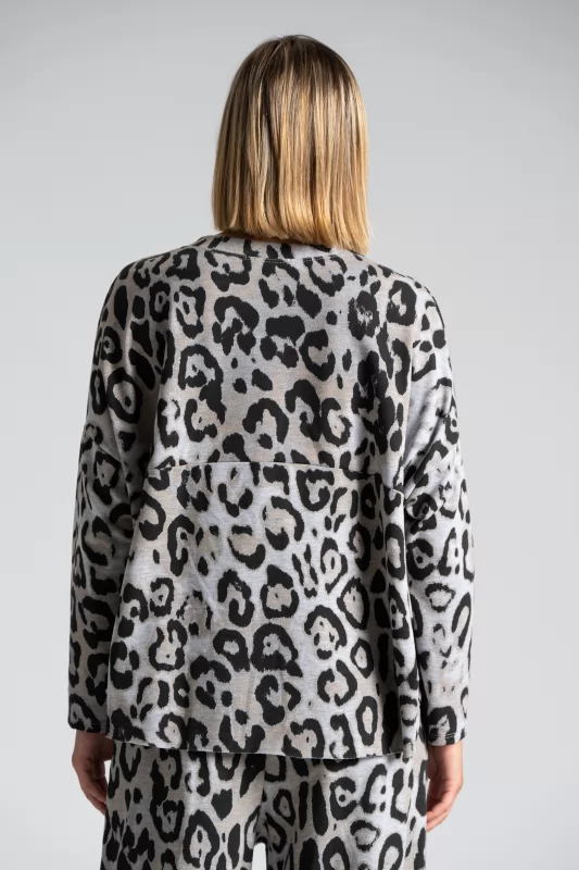 Sweatshirt Fine Leopar Print 