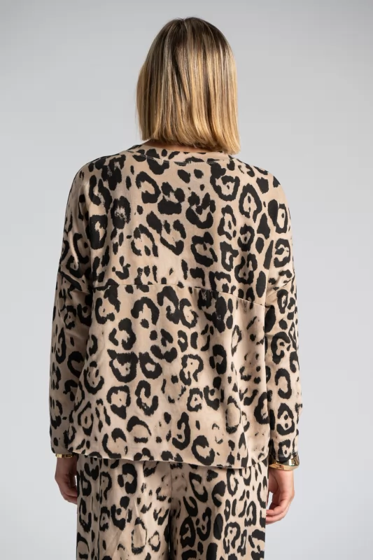 Sweatshirt Fine Leopar Print 