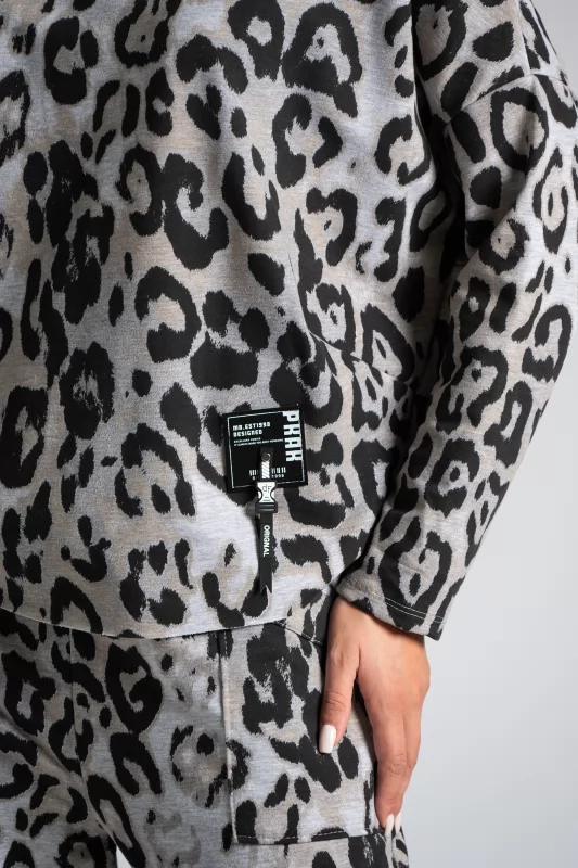 Sweatshirt Fine Leopar Print 