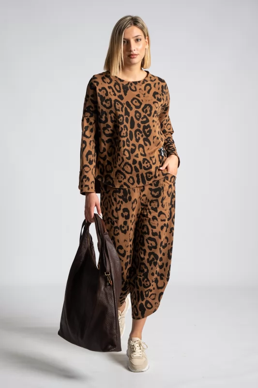 Sweatshirt Fine Leopar Print 