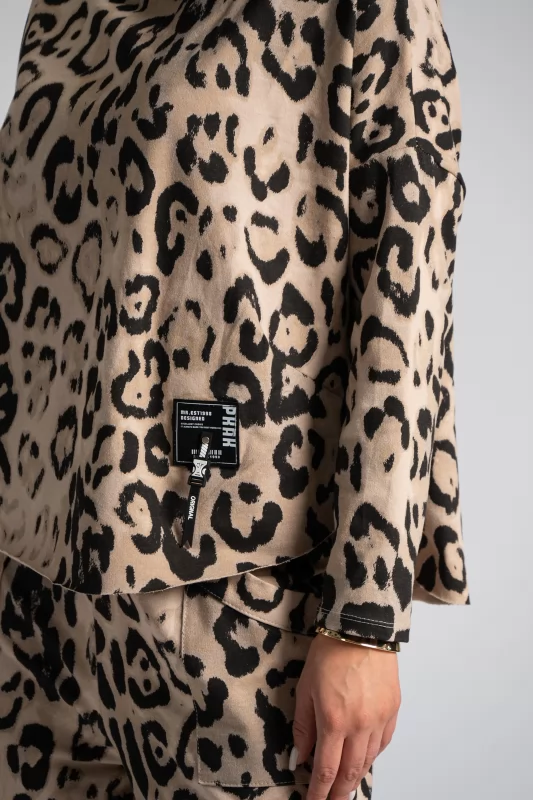 Sweatshirt Fine Leopar Print 