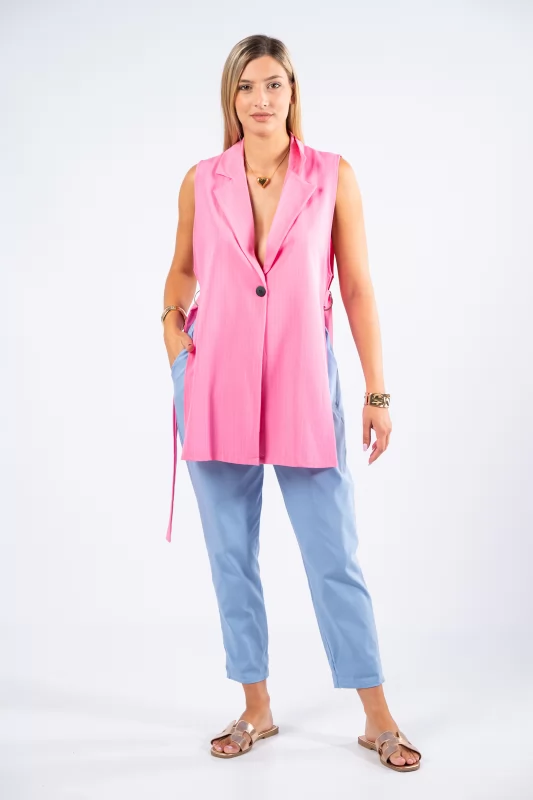 Opening Vest Striped Pink