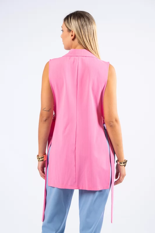 Opening Vest Striped Pink