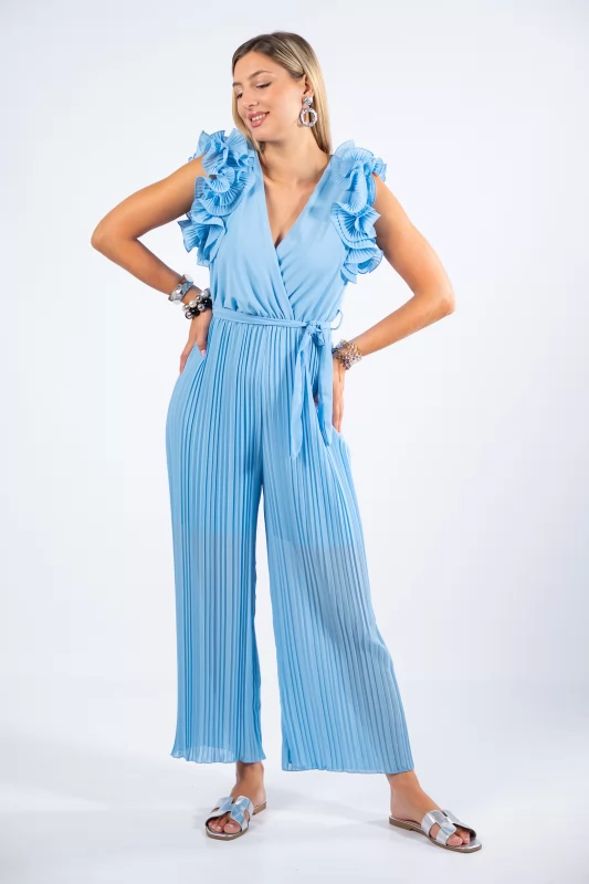 Jumpsuit Volant Pleated  Blue