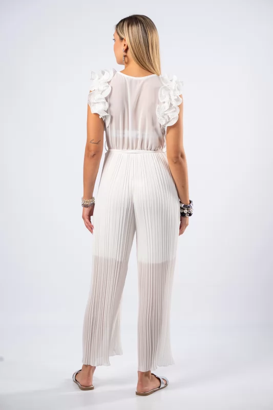 Jumpsuit Volant Pleated White