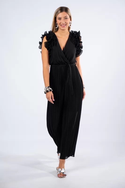 Jumpsuit Volant Pleated Black