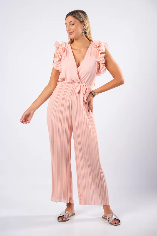 Jumpsuit Volant Pleated Pink