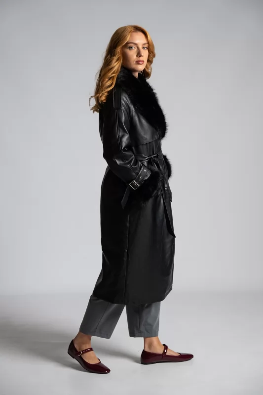 Leatherette Trench Coat