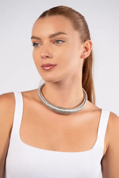 Necklace Choker Spiral Silver